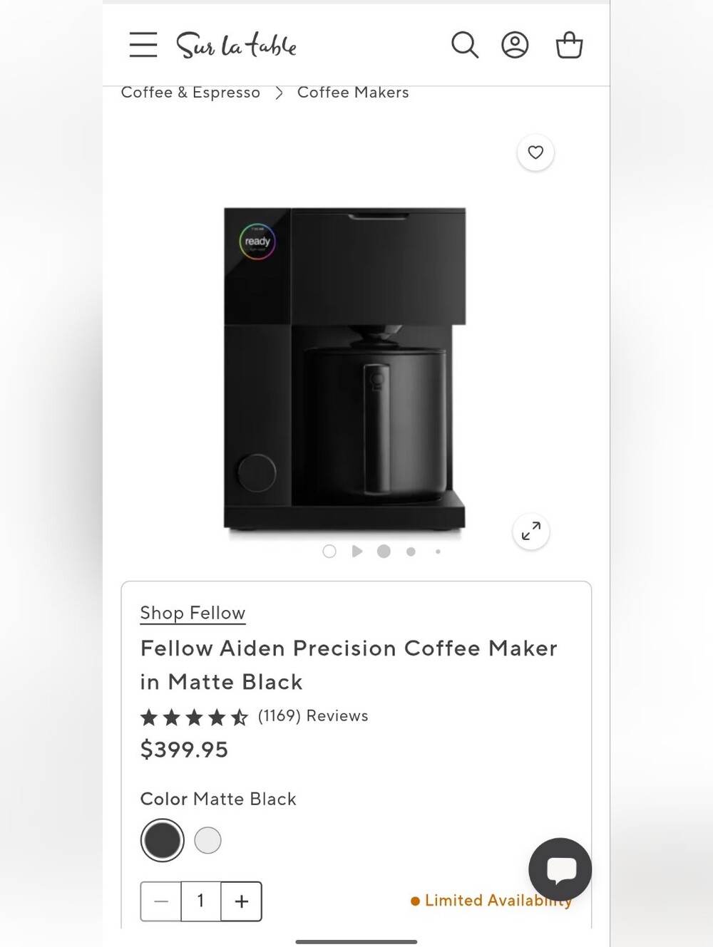 Fellow Aiden Precision Coffee Maker — Matte Black